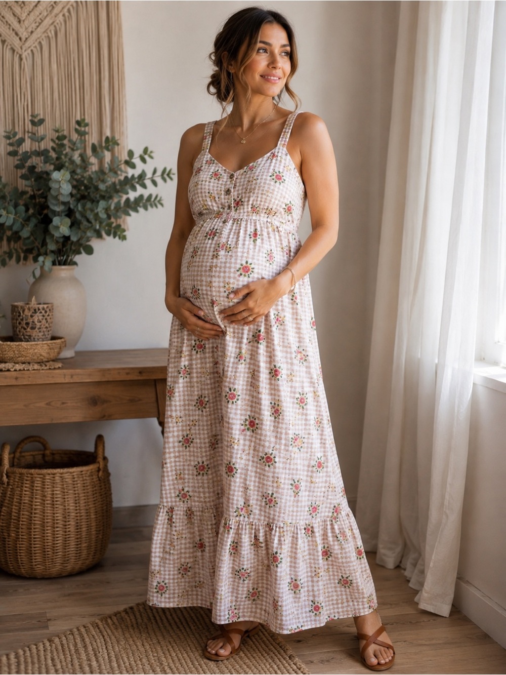 Sonoma Maternity Maxi Dress XS. Floral Boho Pregnancy Dress. Excellent Condition